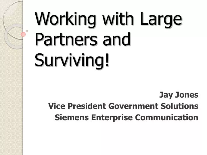 working with large partners and surviving