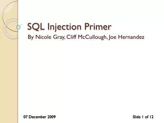 SQL Injection Primer