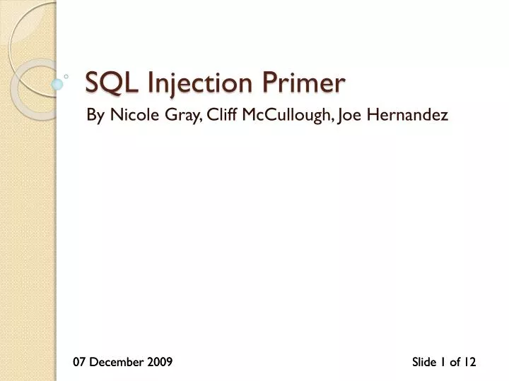 sql injection primer