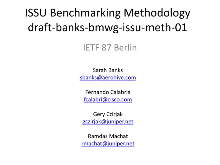 issu benchmarking methodology draft banks bmwg issu meth 01
