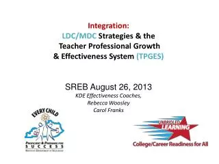 Integration: LDC/MDC Strategies &amp; the Teacher Professional Growth