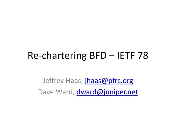 re chartering bfd ietf 78