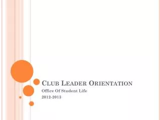 Club Leader Orientation