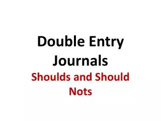 Double Entry Journals