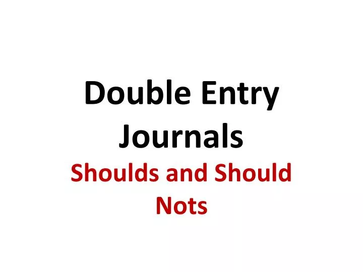 double entry journals