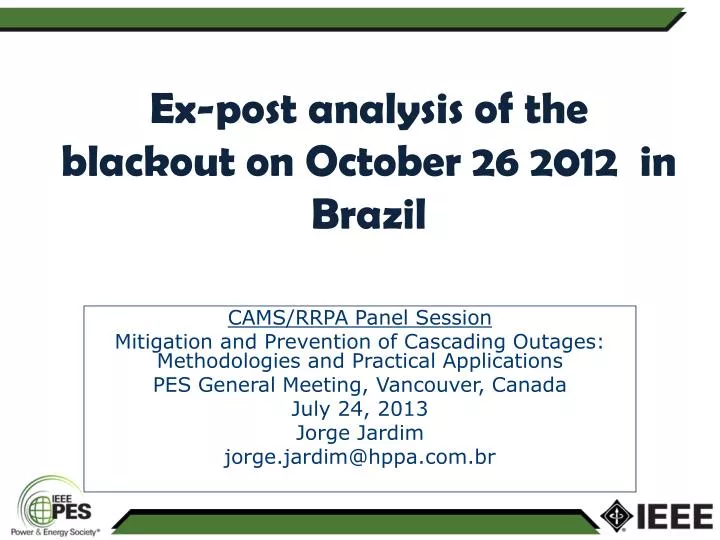 ex post analysis of the blackout on october 26 2012 in brazil