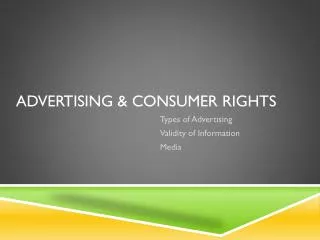 Advertising &amp; Consumer Rights