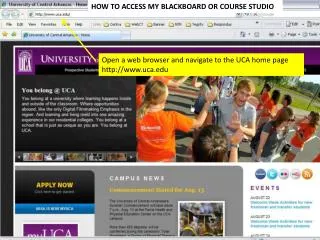 Open a web browser and navigate to the UCA home page uca