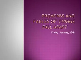 Proverbs and Fables of Things Fall Apart