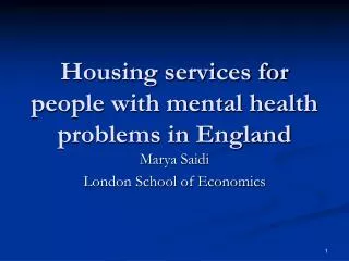 Housing services for people with mental health problems in England