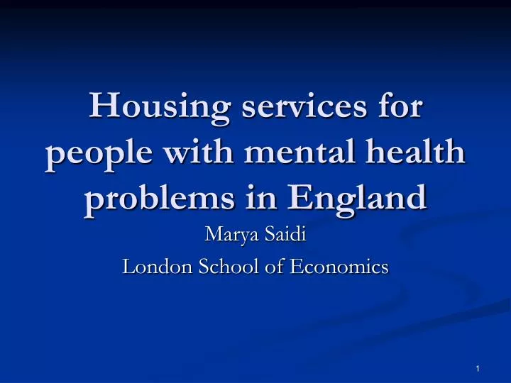 housing services for people with mental health problems in england