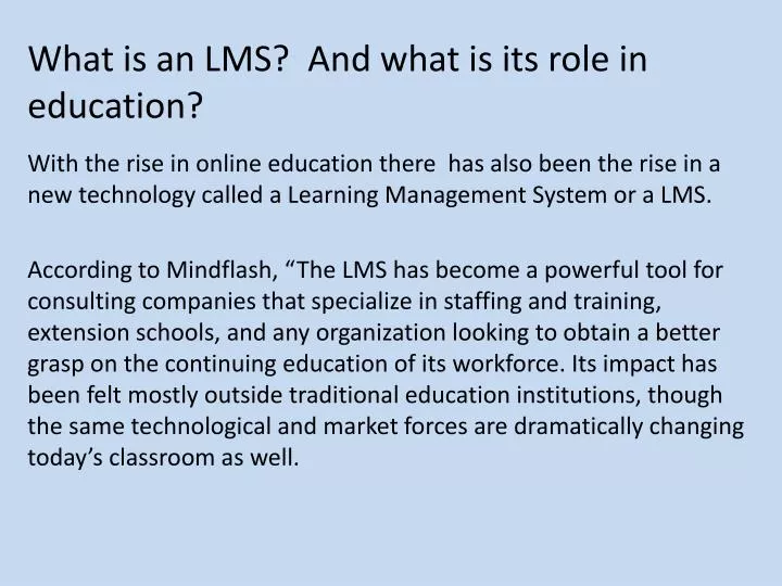 what is an lms and what is its role in education