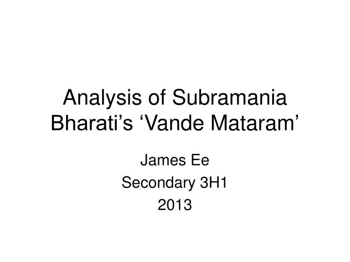 analysis of subramania bharati s vande mataram