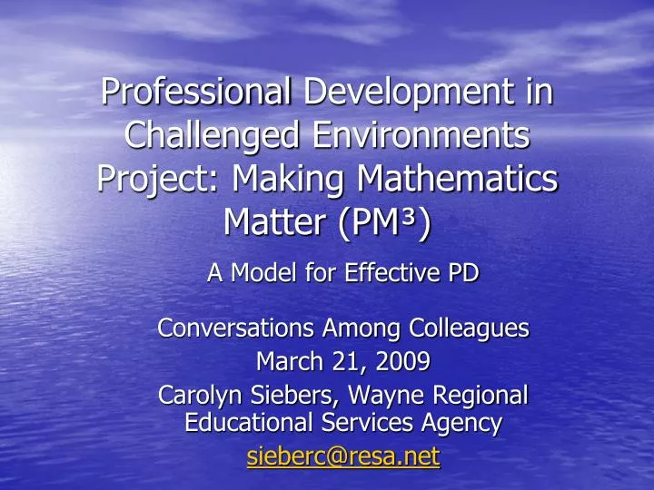 professional development in challenged environments project making mathematics matter pm