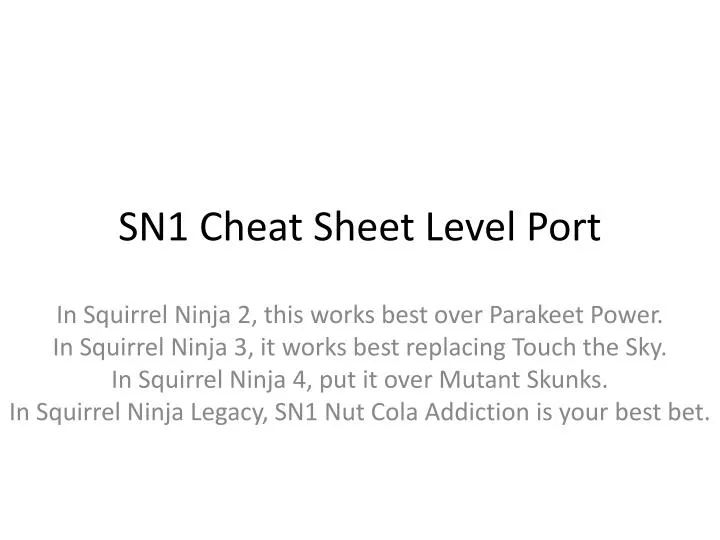 sn1 cheat sheet level port