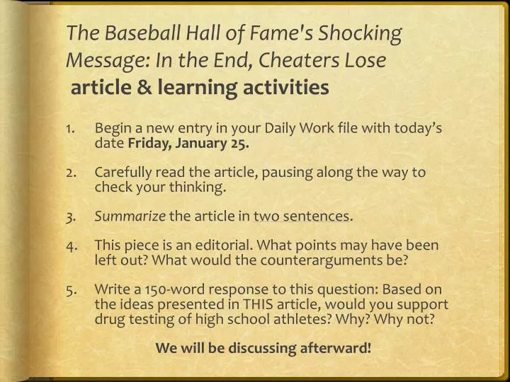 the baseball hall of fame s shocking message in the end cheaters lose article learning activities