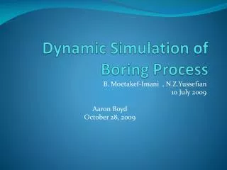 Dynamic Simulation of Boring Process