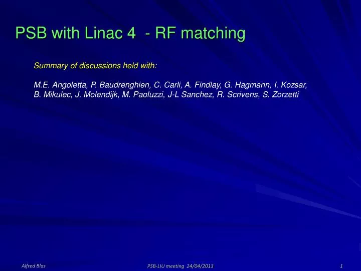 psb with linac 4 rf matching