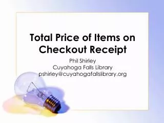 Total Price of Items on Checkout Receipt