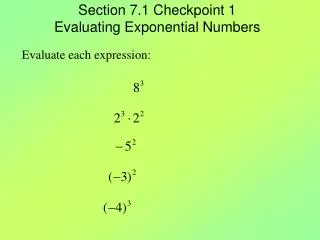 Section 7.1 Checkpoint 1 Evaluating Exponential Numbers