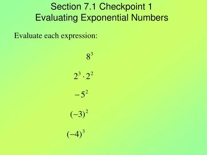 section 7 1 checkpoint 1 evaluating exponential numbers