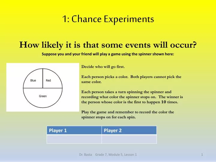 1 chance experiments