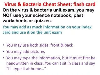 Virus &amp; Bacteria Cheat Sheet: flash card
