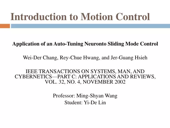 introduction to motion control