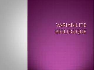 variabilit biologique