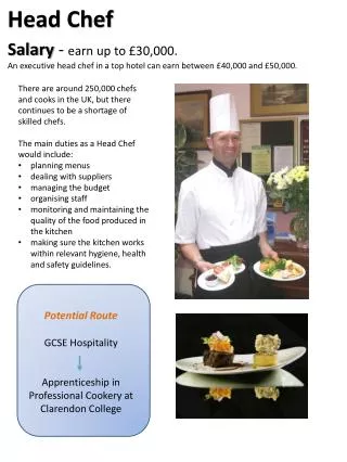 Potential Route GCSE Hospitality Apprenticeship in Professional Cookery at Clarendon College