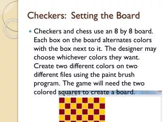 Checkers: Setting the Board