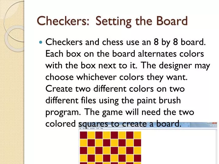 checkers setting the board