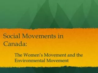 Social Movements in Canada: