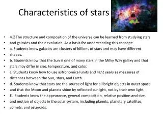 Characteristics of stars