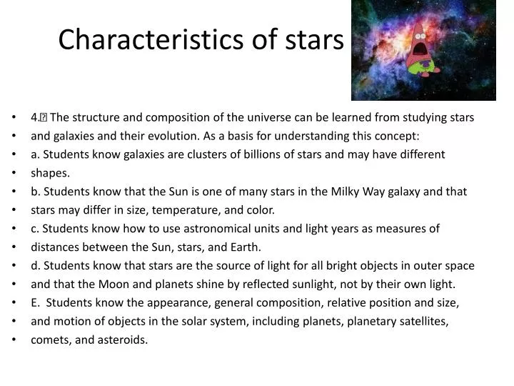 characteristics of stars