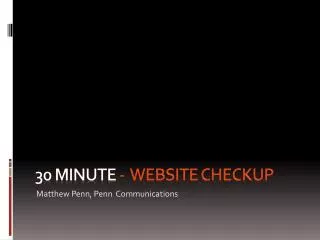 30 Minute - website checkup