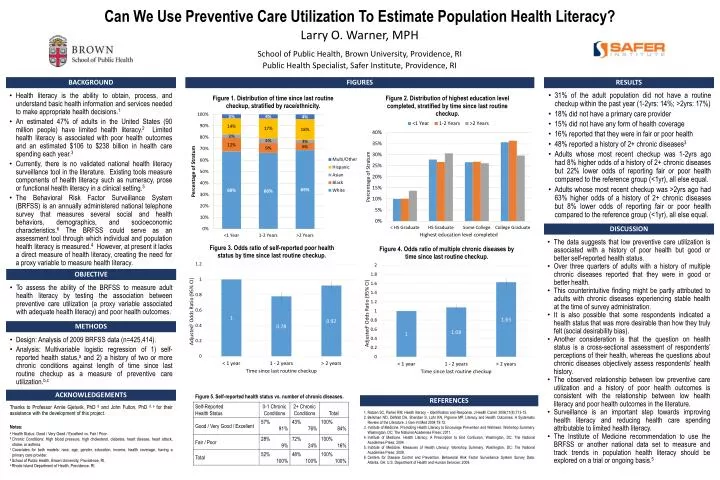 can we use preventive care utilization to estimate population health literacy