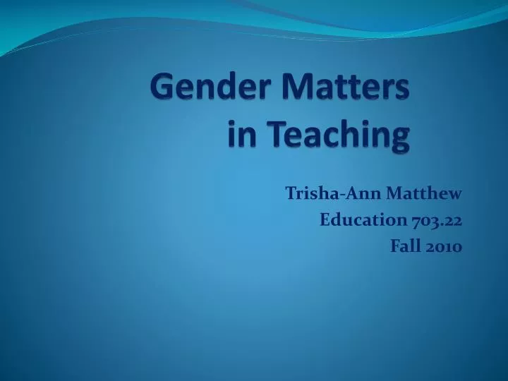 gender matters in teaching
