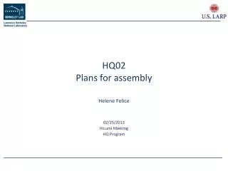 HQ02 Plans for assembly