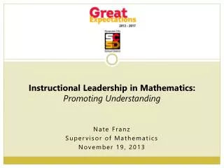 Nate Franz Supervisor of Mathematics November 19, 2013
