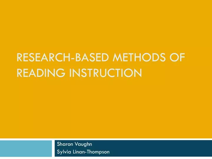 research based methods of reading instruction