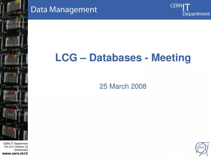 lcg databases meeting