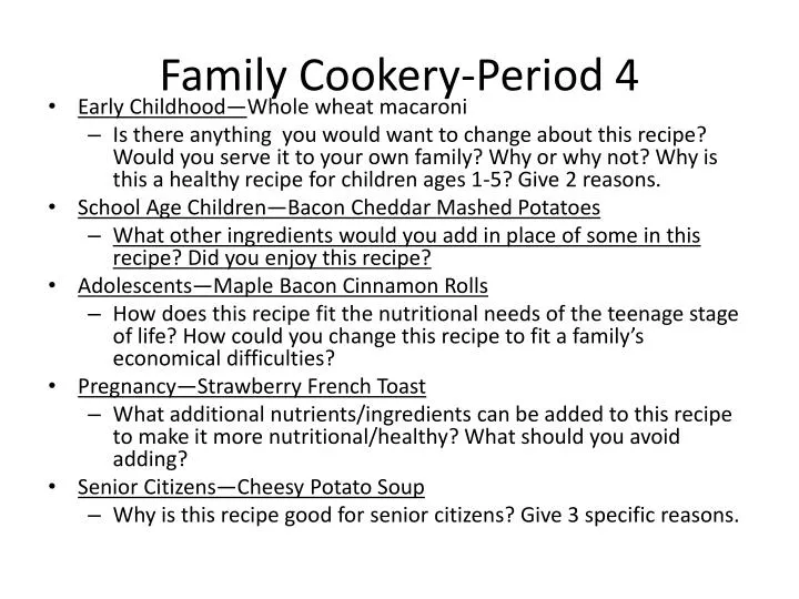 family cookery period 4
