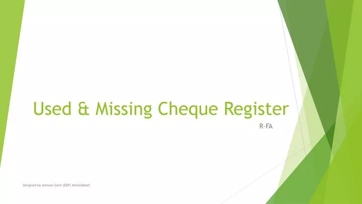 used missing cheque register