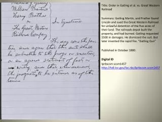 Title: Order in Gatling et al. vs. Great Western Railroad