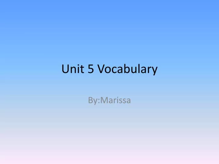unit 5 vocabulary