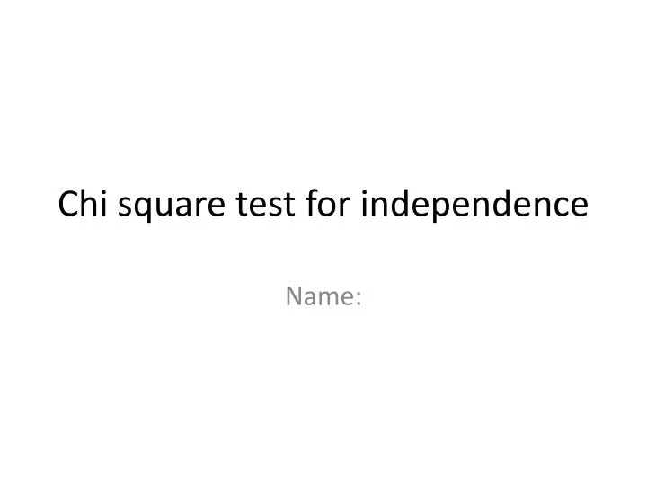 chi square test for independence