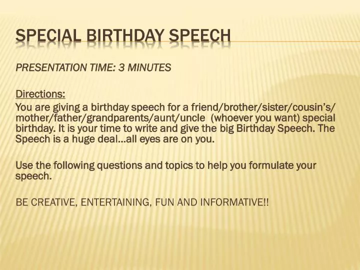 special birthday speech