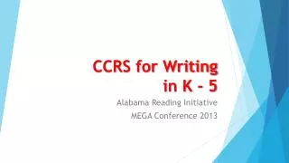 CCRS for Writing in K - 5