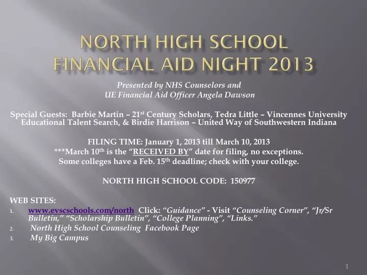 north high school financial aid night 2013